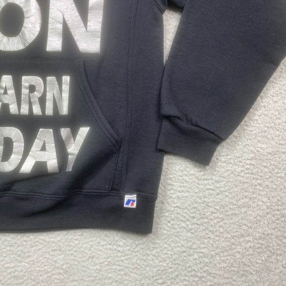 Russell Athletic Hoodie Mens Small Black You Gon Learn Today Streetwear Pullover - Picture 2 of 11